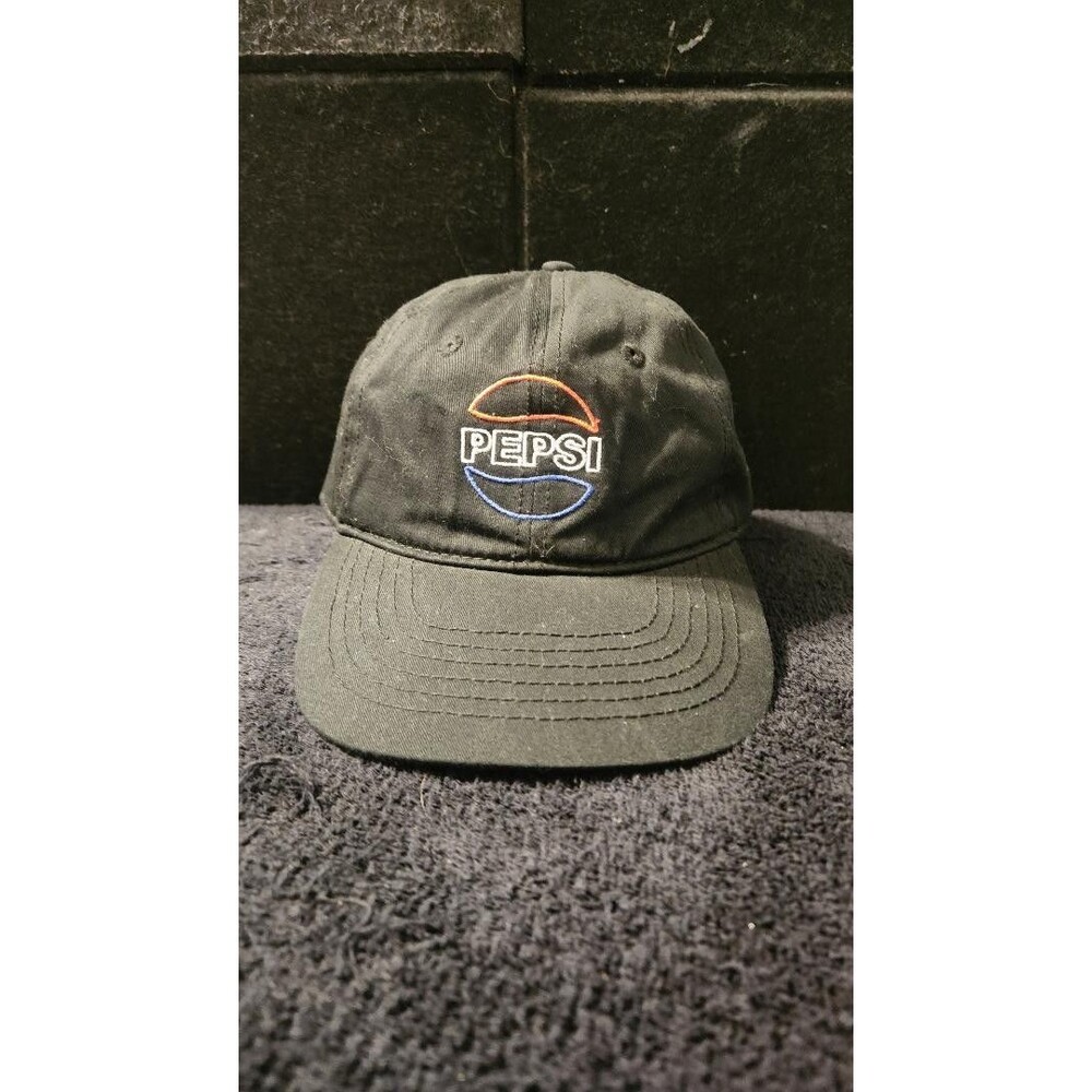 Pepsi Cola Tee Luv Black Embroidered Logo Buckle Back Hat